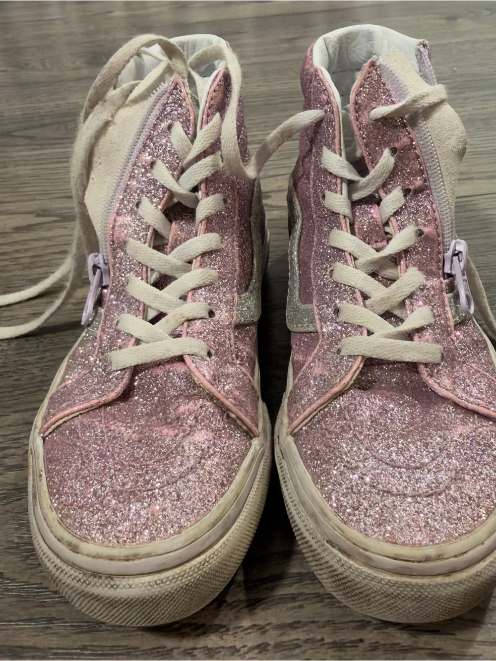 Vans Kids Pink Glitter High-Top Sneakers